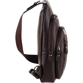 Resim Westpolo Vegan Deri Unisex Çapraz Göğüs Ve Omuz Çantası Body Bag - 7006 Kahverengi 