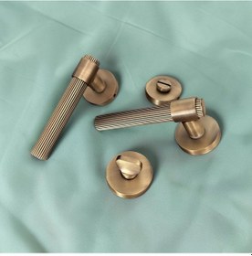 Resim Sare Mat Antik Sarı Rozetli Wc Banyo Kapı Kolu Elegant Model 