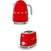 Resim Smeg Kırmızı Kettle Ve 2x1 Ekmek Kızartma Makinesi Seti-KLF03-TSF01RDEU 