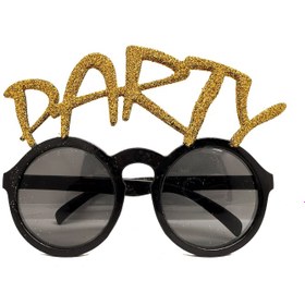 Resim Altın Simli Party Yazılı Parti Gözlüğü Show 