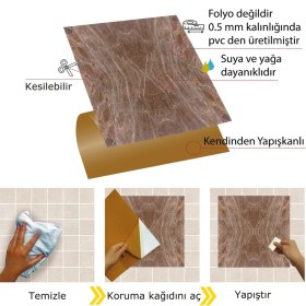 Resim Kendinden Yapışkanlı Kesilebilir Mermer 015 Desenli Pvc Karo 30X30 cm (33 Adet) 3m2 