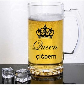 Resim Kişiye Özel Bira Bardağı Baskılı Kraliçe 