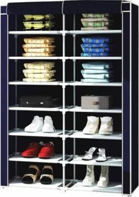 Resim Sepettenevar 2 Bölmeli 14 Raflı Bez Dolap Ayakkabılık Bez Gardırop - Lacivert 