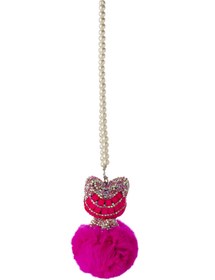 Resim LUCKY CAT Şans Kedisi Tüylü - Incili Fuşya Dekoratif Araba Askısı 12 X 7,5cm 