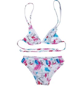 Resim Lolliboomkids Kzı Çocuk Fırfır Detaylı Üçgen Bağlamalı Summer Flamingo Bikini Takımı Beyaz Flamingo Beyaz 