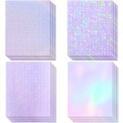 Resim 20 Yaprak (A4 Boyutu 21.08x29.72 cm) Holografik Sticker Kağıt Rulosu - Su Geçirmez Şeffaf Vinil Lamine Film, Gökkuşağı, Mücevher, Nokta ve Yıldız Efektleri ile DIY El Sanatları, Scrapbooking, Günlükler, Telefon Kılıfı ve Laptop Kapağı Dekorasyonu için 