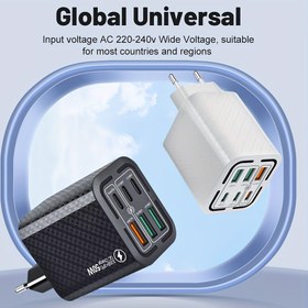 Resim 1 adet 50W 6-Portlu PD 3.0 USB Duvar Şarjı ile 3 USB-C + 3 USB-A Bağlantı Noktası, Kompakt, Yerden Tasarruf Sağlayan ve Seyahat Dostu Tasarım, iPhone 16/15/13/13 Pro/12/12 Pro/XR/SE, iPad Pro/Mini/Air için Avrupa Fişi 