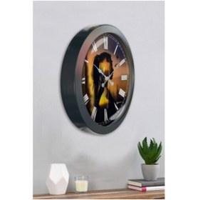 Resim Bahat Salon Ofis Duvar Saati Gri Metal Çerçeve 36 Cm 