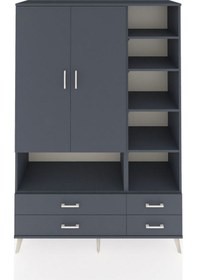 Resim Hyperion Dolap 10 Raflı 4 Çekmeceli 2 Kapaklı 132x44x195 Antr... Antrasit 