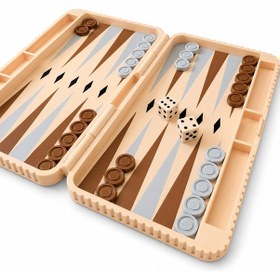 Resim Katlanabilir Tavla Seti 25x22 Cm Kahverengi Krem Seyahat Tavlası Zar Ve Pullar Dahil Taşınabilir Mini Tavla Oyunu 