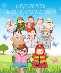 Resim 10 Parça Tox Meslekler El Kukla Set . Eğitici Oyuncak 