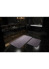 Resim Banyo Paspası 2'li Set Karo Mor Çok Renkli 