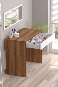 Resim Bicabin Arya Novella Aynalı Bölmeli Organizer Çekmeceli Makyaj Masası -Barok/Beyaz 