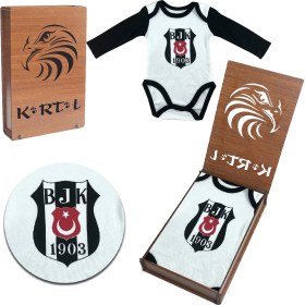 Resim Beşiktaş Lisanslı Zıbın & Body Ahşap Kutulu Uzun Kol 