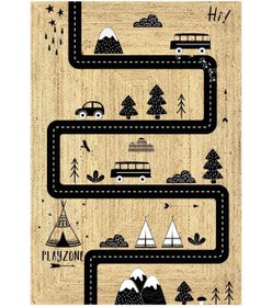 Resim Decomia Home Dijital Kaymaz Jüt Görünümlü Araba Yollu Çocuk Halısı Oyun Halısı Oyun Matı 