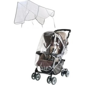 Resim Buffer® Bebek Arabası Puset Şeffaf Yağmurluk Rüzgar Engelleyici Muşamba 