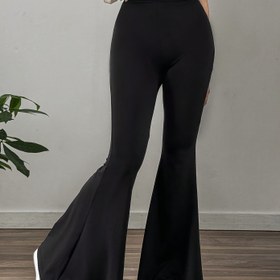 Resim Kadınlar için Düz Renk Yüksek Bel Geniş Pantolon, Bahar, Yaz ve Sonbahar için Şık Uzun Pantolon, Günlük Giyim için Mükemmel. 