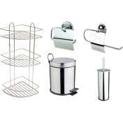 Resim Renk Yapı Rüyası Renk Yapı Banyo Wc Tuvalet 5lt Çöp Kovası + 3 Katlı Raf + Havluluk + Kağıtlık + Fırça 5'li Beşli Set 