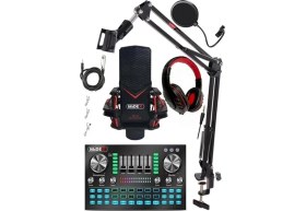 Resim AyrStore Gmx-1 Diamond Set Condenser Mikrofon Ses Kartı Kulaklık Canlı Yayın Paketi (Telefon ve Pc) 