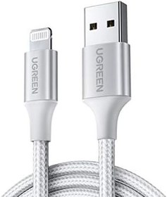 Resim Ugreen, MFi Lisanslı USB-A & Lightning Örgülü Data ve Şarj Kablosu, 1.5 Metre, Beyaz 