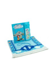 Resim Namaz Öğreten Sesli Cihazlı Kitap Tesbihli Oğlumun Çocuk Seccade Seti Mavi 