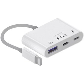 Resim Iphone-Otg Hub -Usb Type C To Kulaklık ve Usb Kamera Okuyucu Otg 