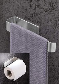 Resim DELTAHOME Paslanmaz Çelik Havluluk ve Tuvalet Kağıdı Askısı SET INOX Kendinden Yapışkanlı Anında Kolay Montaj Vida Yok! 