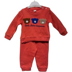 Resim Ayıcık Nakışlı Waffle Takım Mercan 