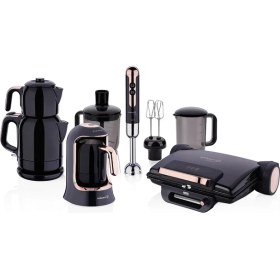 Resim Korkmaz Deluxe 14 Parça Elektro Set Şık Siyah Renkli Mutfak Aletleri Seti 