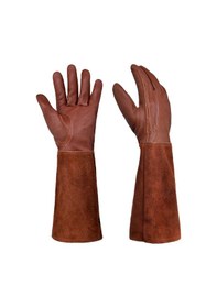 Resim Yaleker Bahçe Çalışmaları İçin Deri Eldiven, Taban Kaymazlı, Uzun Kollü, Kahverengi, S Beden - Bahçe Bakımı Ve Çiçek Aşısı İçin Dayanıklı Eldivenler 