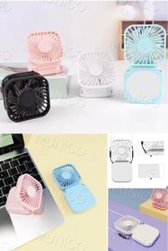 Resim Munico Şarj Edilebilir Ve Taşınabilir Mini Katlanır Boyunlu Fan Vantilatör Kare Model Fan Serinletici Buz 