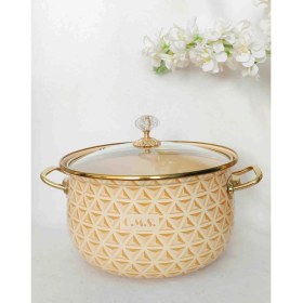 Resim Sarı Kabartma Emaye Lux Tencere 5 Litre 24 cm Süt Yoğurt Güveç Tenceresi 