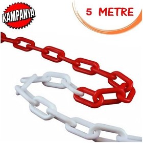 Resim Plastik Zincir Kırmızı Beyaz - Bariyer Zinciri 5 Metre 