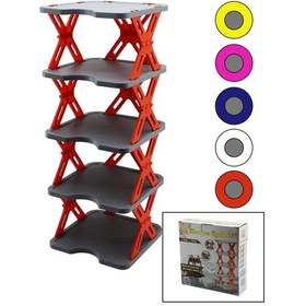 Resim Yeni Nesil Akordiyon - Katlanır - 5 Katlı Plastik Ayakkabılık Gri Taban-27x27cm - Renkli Ayaklar 5250 Diğer 