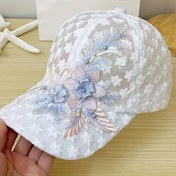 Resim 1 adet Kadın Çiçekli Beyzbol Şapkası - Ayarlanabilir, Hafif Polyester, Beyaz, Mavi & Pembe Renklerde Şık 3D Çiçek Tasarımı, Günlük Kıyafetler İçin Mükemmel 