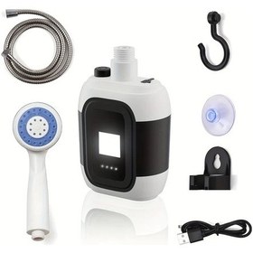 Resim Elmpaly 2000mah Kapasiteli Taşınabilir Kamp Duş Seti 7 Parça Aksesuarlı Filtreli Pompa Bej 