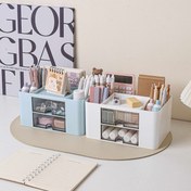 Resim 2 Çekmeceli Kalem Düzenleyici, Masa İçin Çok Fonksiyonlu Kalemlik, Masa İçin Tutucu Saklama Kutusu, Ofis Malzemeleri, Makyaj Masası Ofis Okul Evi, Noel, Cadılar Bayramı, Şükran Günü Fikirleri Hediye 
