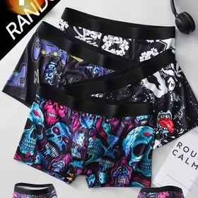 Resim Erkekler için Rastgele 1 Adet Boxer Briefs - Rahat Elastik, Nefes Alabilen Polyester ve Spandex Karışımı, Şeffaf Olmayan, Benzersiz Baskı Tasarımı, JKJESSE Boks Şortları, Boxer Şortları 