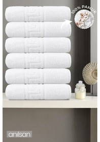 Resim 6'lı Greek Beyaz Banyo Havlusu - 70x140cm, 490gr, %100pamuk, Spa Ve Otel Havlusu Beyaz 