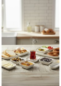 Resim 6 Kişilik 29 Parça Verano Porselen Kahvaltı Takımı Krem Şık Kahvaltı Seti 