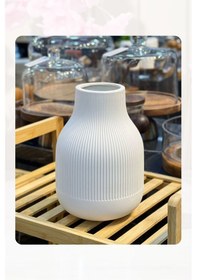 Resim Mien Çizgili Model Dekoratif Seramik Vazo 1033 