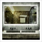 Resim Dnr-Mirror70x90 Cm Beyaz Ledli Tasarım Kumlamalı Banyo Aynası Makyaj Aynası Işıklı Ayna 