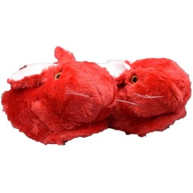 Resim Odesa Ayakkabı Market Kadın Hayvanlı Kışlık Kırmızı Panduf Tavşanlı Terlik 