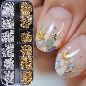 Resim FULL BEAUTY 12 Izgara 3D Tırnak Sanatı Sihirleri, Y2K Yaz Okyanusu Serisi, Kabuk Yıldızbalığı Jellyfish Seahorse Conch, Metal Altın Gümüş, Kadınlar ve Kızlar için DIY Tırnak Mücevherleri, Alkol İçermeyen Alaşım Tırnak Süsleri 