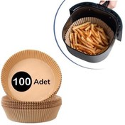 Resim BUFFER®100 Adet Air Fryer Pişirme Kağıdı Tek Kullanımlık Yağlı Kağıdı Yuvarlak Tabak Model 
