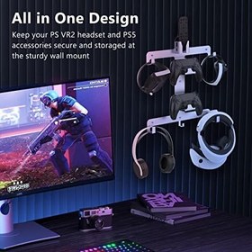 Resim Uxilep PS VR2 Wall Mount Kit,8 in 1 PS5 Metal Wall Mount Storage Stand with PS VR 2 Sense Controller & Headset Hanger,PS5 Controllers Holder,For Playstation 5 PS VR2 Accessories Kit 