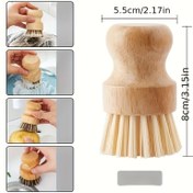 Resim 2 Adet Çok Fonksiyonlu Tencere Fırça Seti Bambu Tabanlı - Bambu Stand, Sisal & Hindistan Cevizi Lifli Fırça Başlıkları, Mutfak için Kısa Saplı Bulaşık Yıkama Fırçası, Temizlik Aletleri (Temel Ev Mutfağı Aracı) 