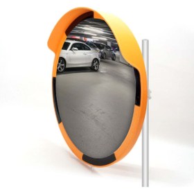 Resim İleri Trafik Trafik Güvenlik Aynası 60 cm Sarı-Siyah ve 2.5 m Galvaniz Flanşlı Direk Set 