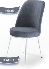 Resim Canisa Concept Dexa Serisi, Üst Kalite Yemek Odası Sandalyesi, Metal Beyaz Iskeletli, 8 Adet Füme 