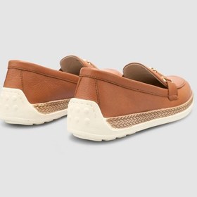 Resim %100 Hakiki Deri Taba Kadın Loafer Taba 